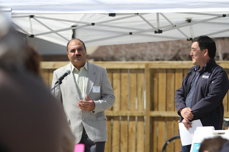 Habitat for Humanity home dedication in Calgary community of Pineridge