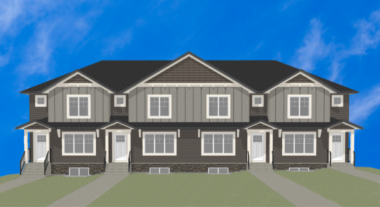 A rendering of Habitat for Humanity row townhomes