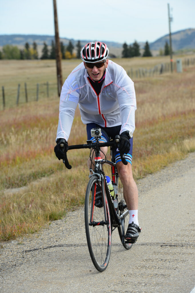 78 year old Dan Crockett cycling for Ride Through the Rockies. 