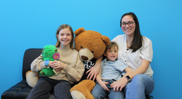 Future Habitat homeowner Chantelle, right, with her children Emma, left, and Jaxon