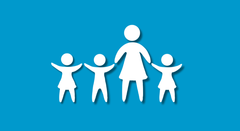 Icon of single mom with three kids