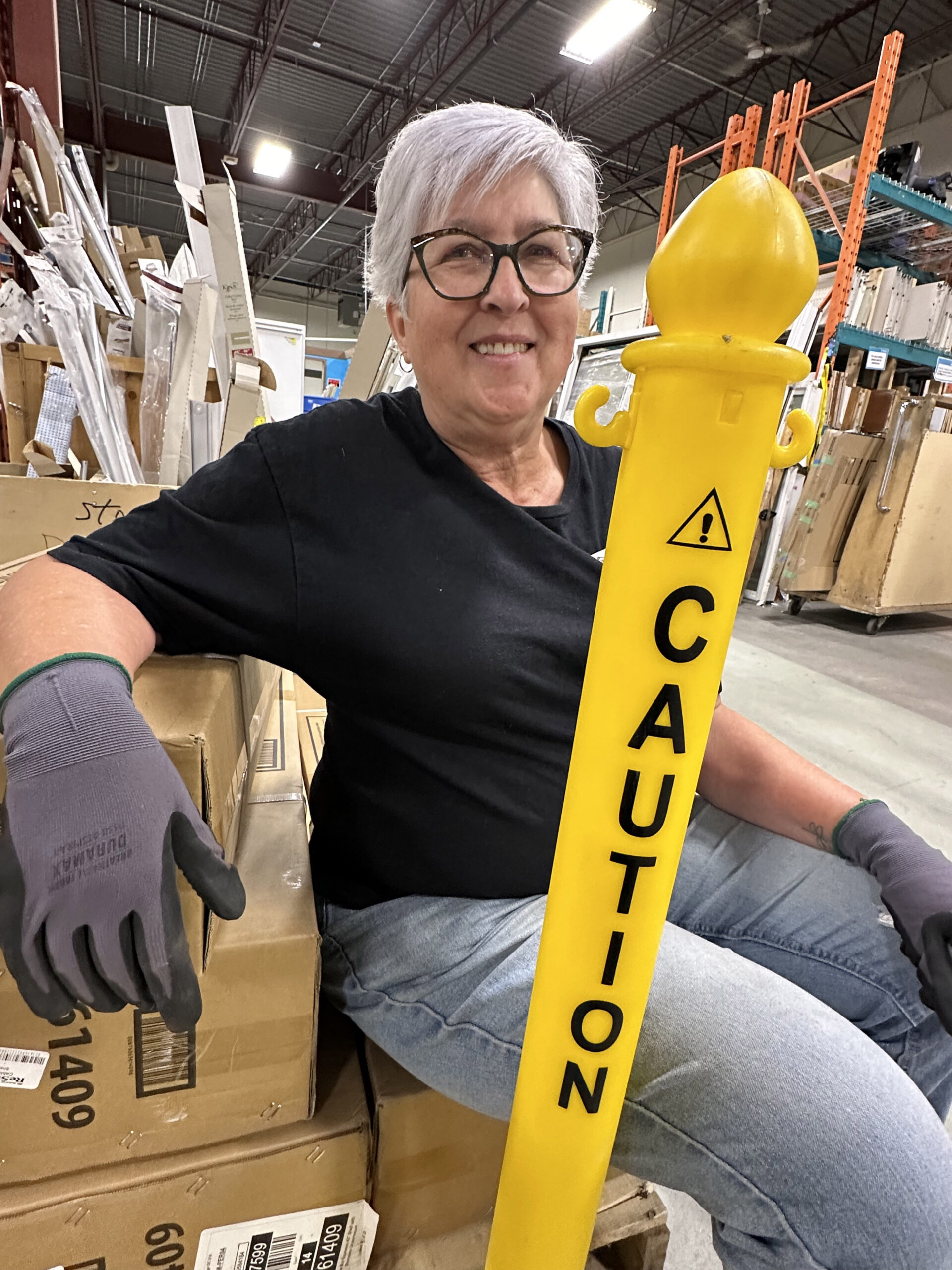 Marie with a pylon